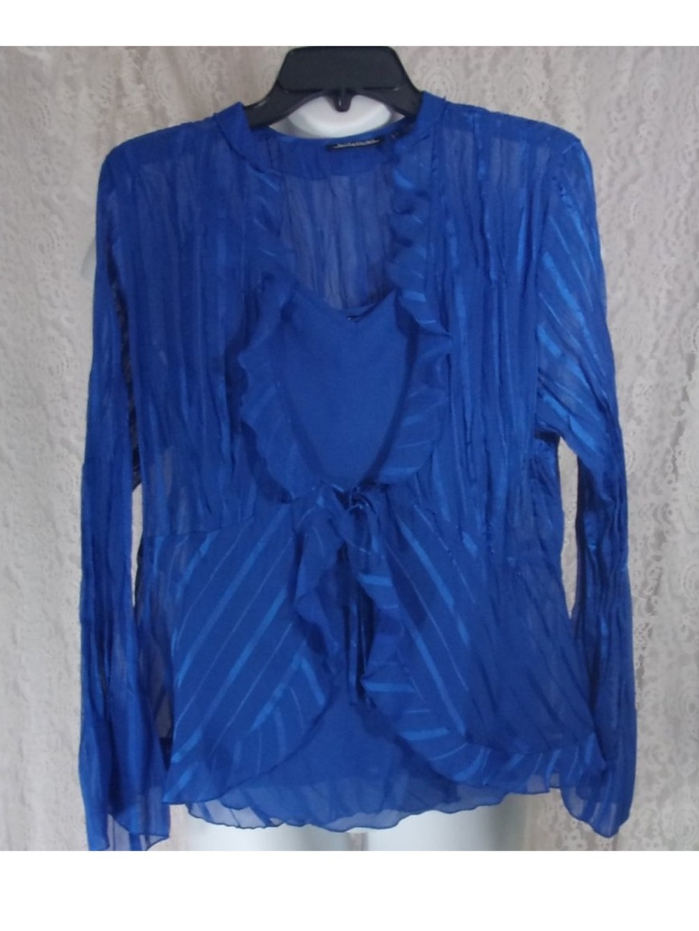 Notations Sapphire Blue Twin Set Blouse Camisole